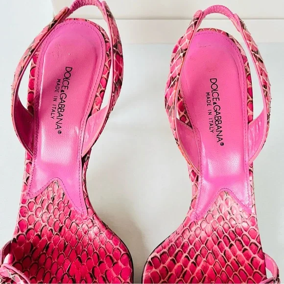 Dolce & Gabbana pink snakeskin sandals 37.5 - Picture 9 of 12